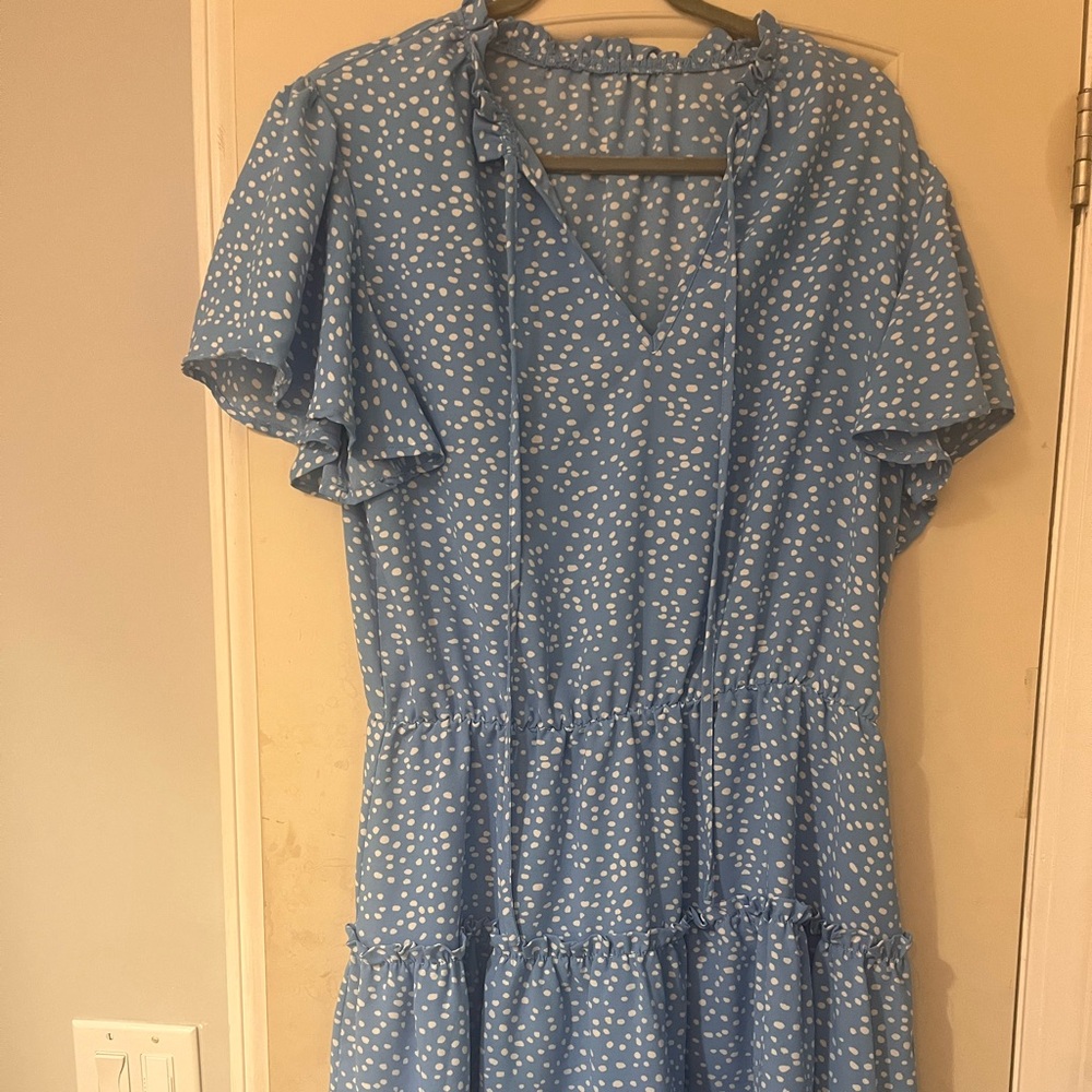 Dusty Blue Tiered Dress